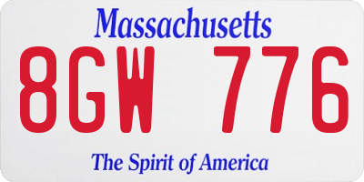 MA license plate 8GW776