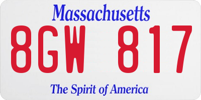 MA license plate 8GW817