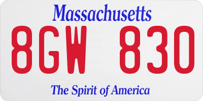 MA license plate 8GW830