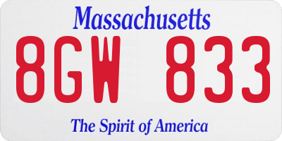 MA license plate 8GW833