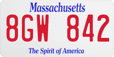 MA license plate 8GW842