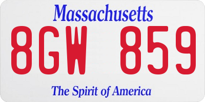 MA license plate 8GW859