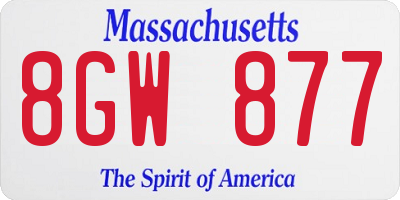 MA license plate 8GW877