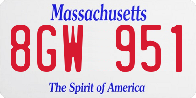 MA license plate 8GW951