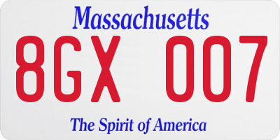 MA license plate 8GX007