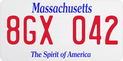 MA license plate 8GX042