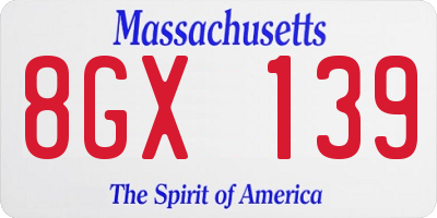 MA license plate 8GX139