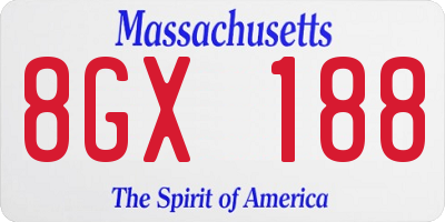 MA license plate 8GX188