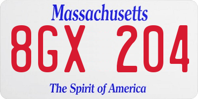 MA license plate 8GX204