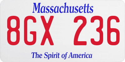 MA license plate 8GX236