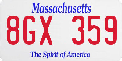 MA license plate 8GX359