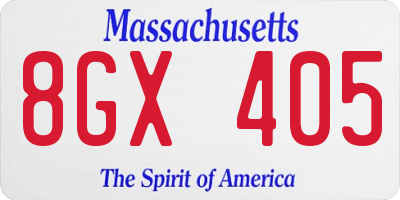 MA license plate 8GX405