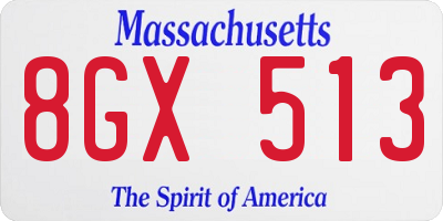 MA license plate 8GX513