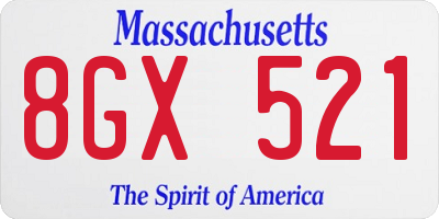 MA license plate 8GX521