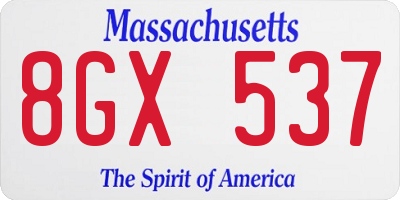 MA license plate 8GX537