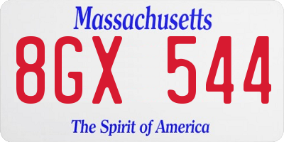 MA license plate 8GX544
