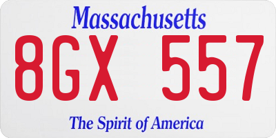 MA license plate 8GX557