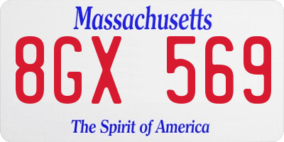 MA license plate 8GX569