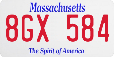 MA license plate 8GX584