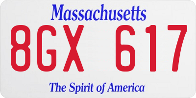 MA license plate 8GX617