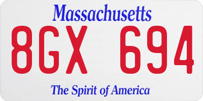 MA license plate 8GX694