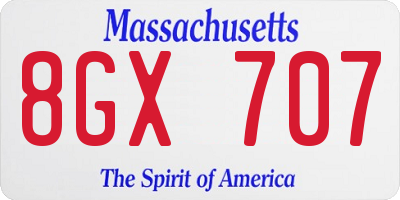 MA license plate 8GX707