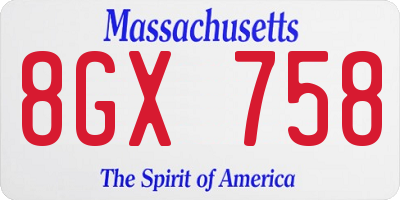 MA license plate 8GX758