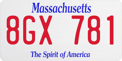 MA license plate 8GX781