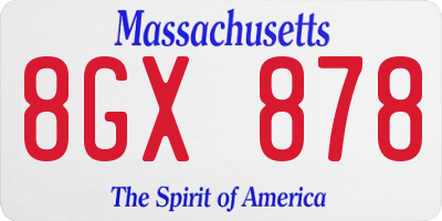 MA license plate 8GX878