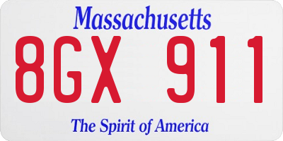 MA license plate 8GX911