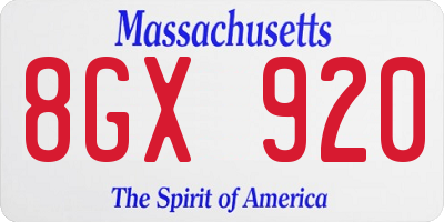 MA license plate 8GX920