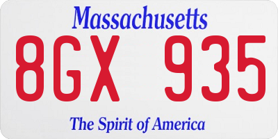 MA license plate 8GX935
