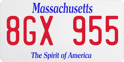 MA license plate 8GX955