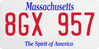 MA license plate 8GX957