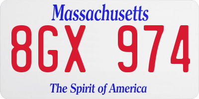MA license plate 8GX974