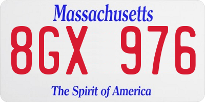 MA license plate 8GX976