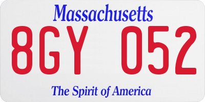 MA license plate 8GY052