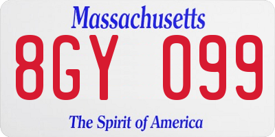 MA license plate 8GY099