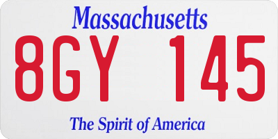 MA license plate 8GY145