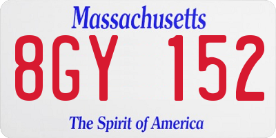 MA license plate 8GY152