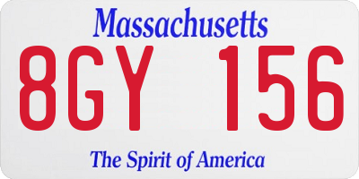 MA license plate 8GY156