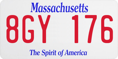 MA license plate 8GY176