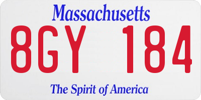 MA license plate 8GY184