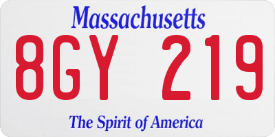 MA license plate 8GY219