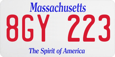 MA license plate 8GY223