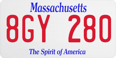 MA license plate 8GY280