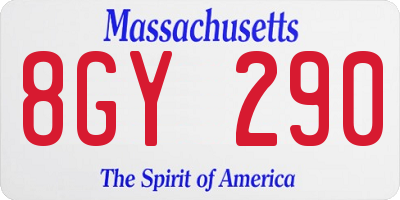 MA license plate 8GY290