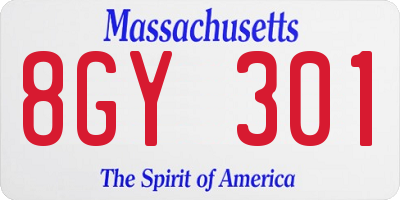 MA license plate 8GY301