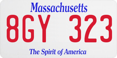 MA license plate 8GY323