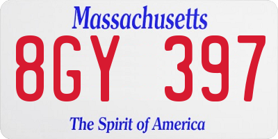 MA license plate 8GY397